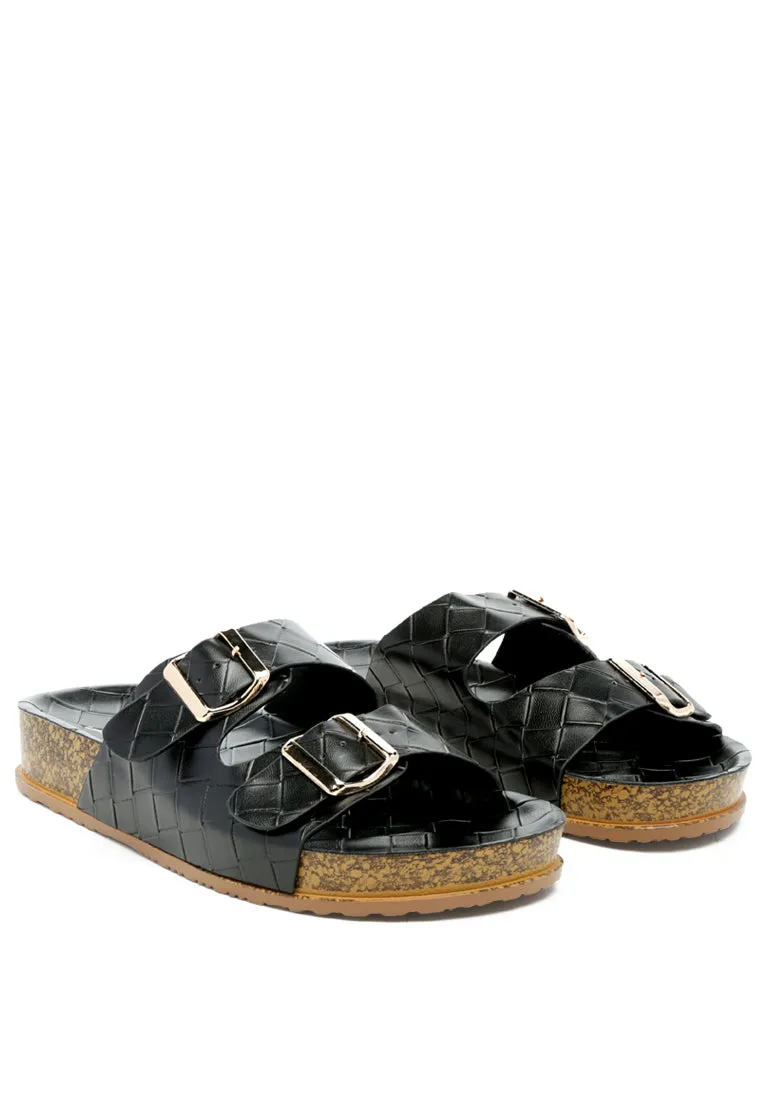 Wolph Buckled Strap Croc Platform Slides