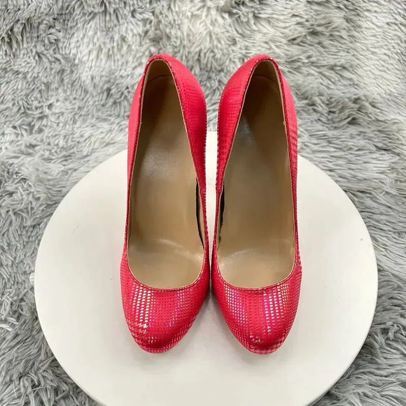 Women Pumps Round Toe 12cm High Heels