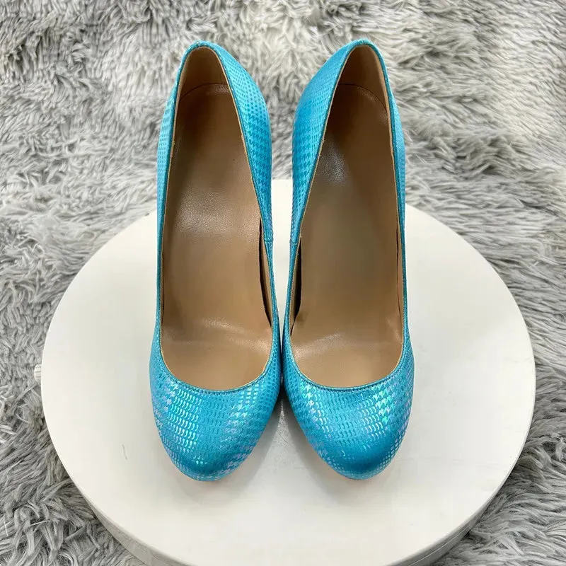 Women Pumps Round Toe 12cm High Heels