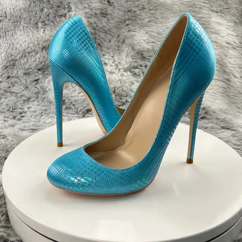Women Pumps Round Toe 12cm High Heels