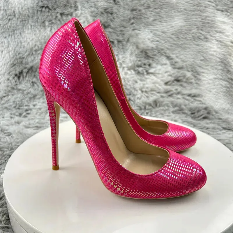 Women Pumps Round Toe 12cm High Heels