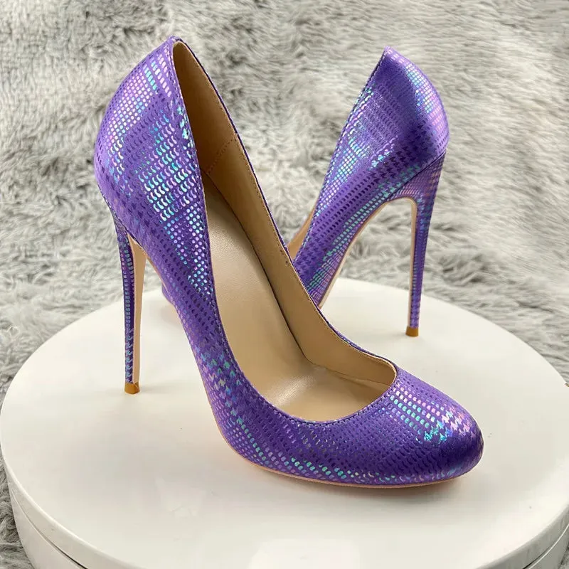 Women Pumps Round Toe 12cm High Heels