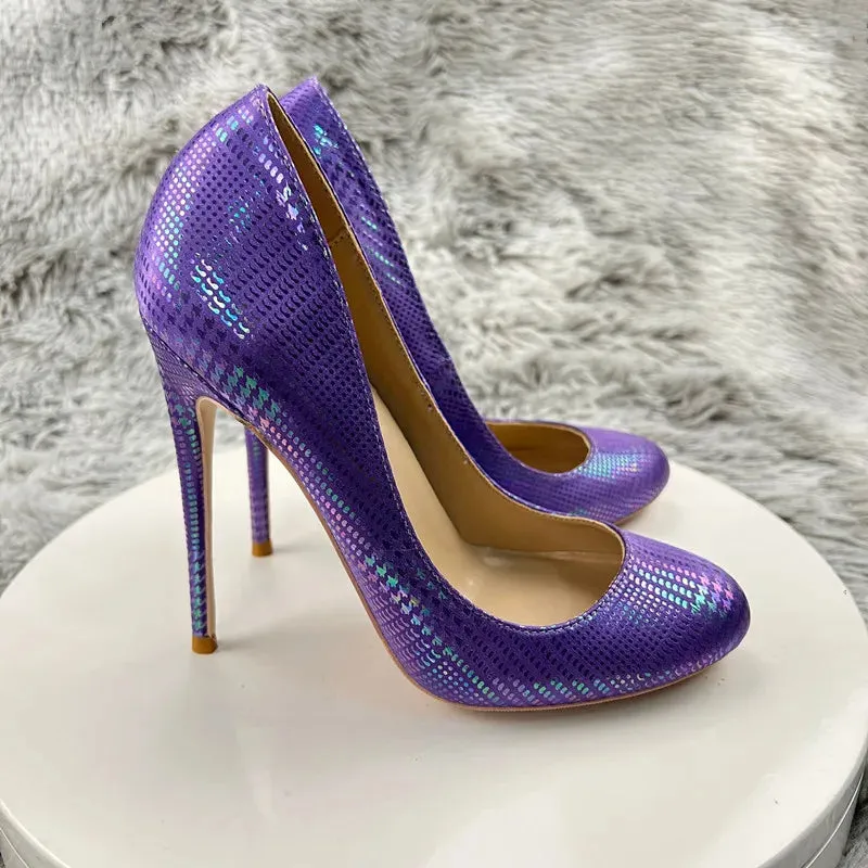 Women Pumps Round Toe 12cm High Heels