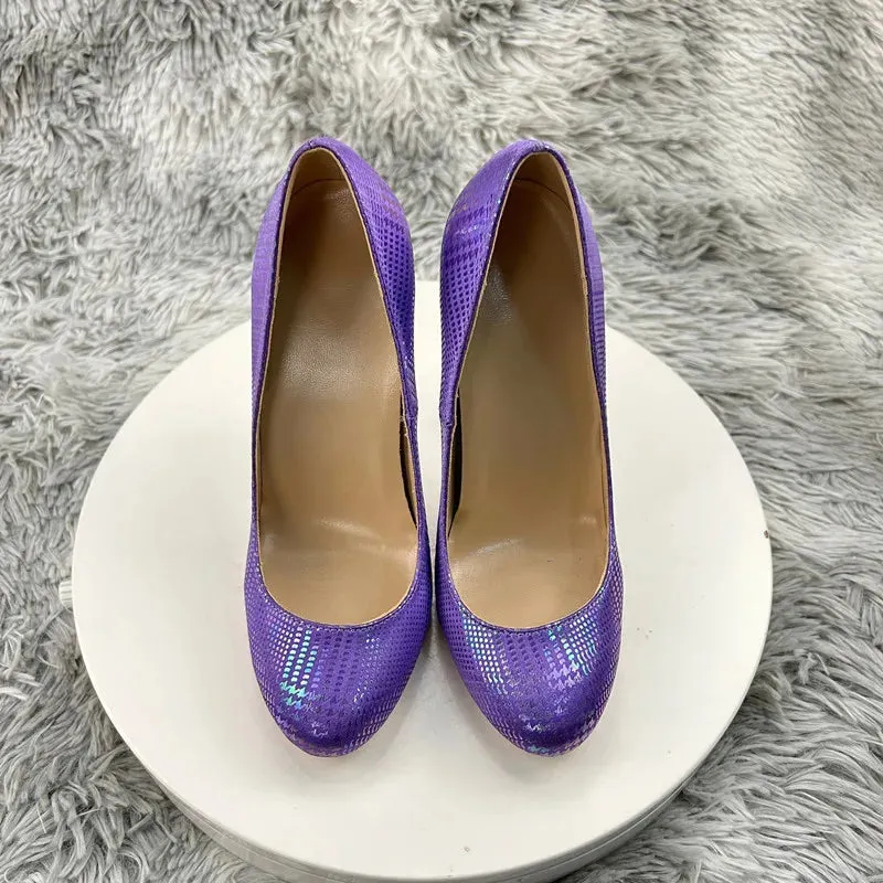 Women Pumps Round Toe 12cm High Heels