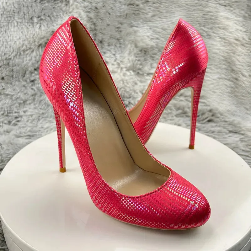 Women Pumps Round Toe 12cm High Heels