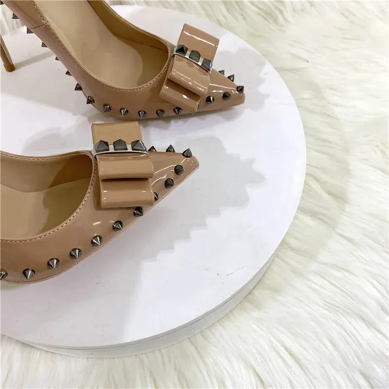 Women's Bow rivet high heels