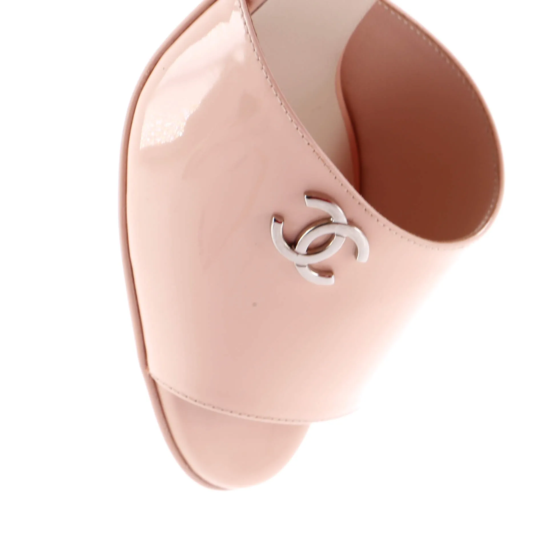 Women's CC Heeled Mules Patent with Faux Pearls