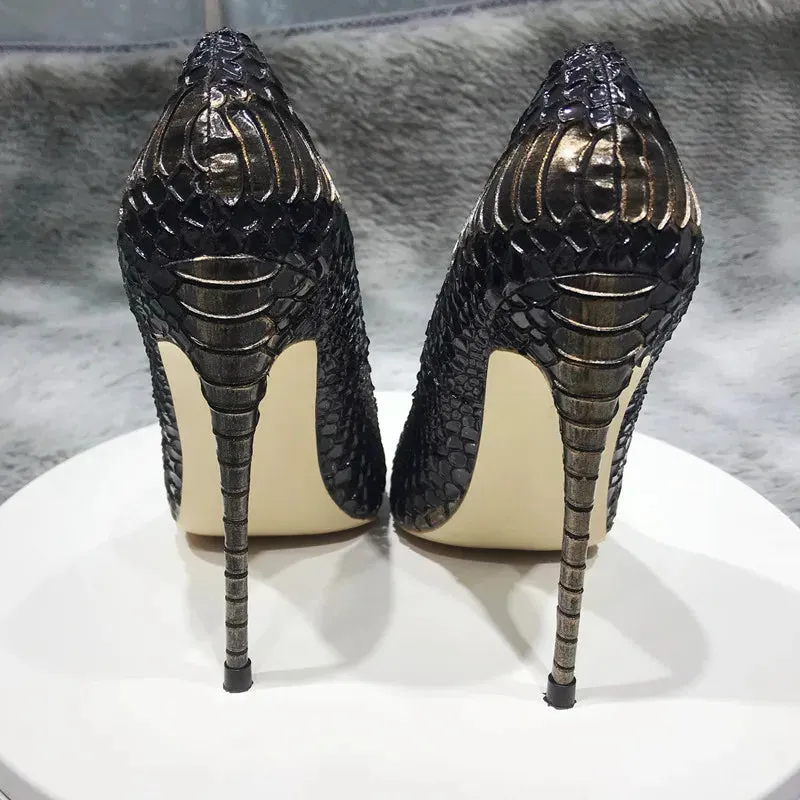 Women's high heels  women's high heels embossed effect sexy shoes