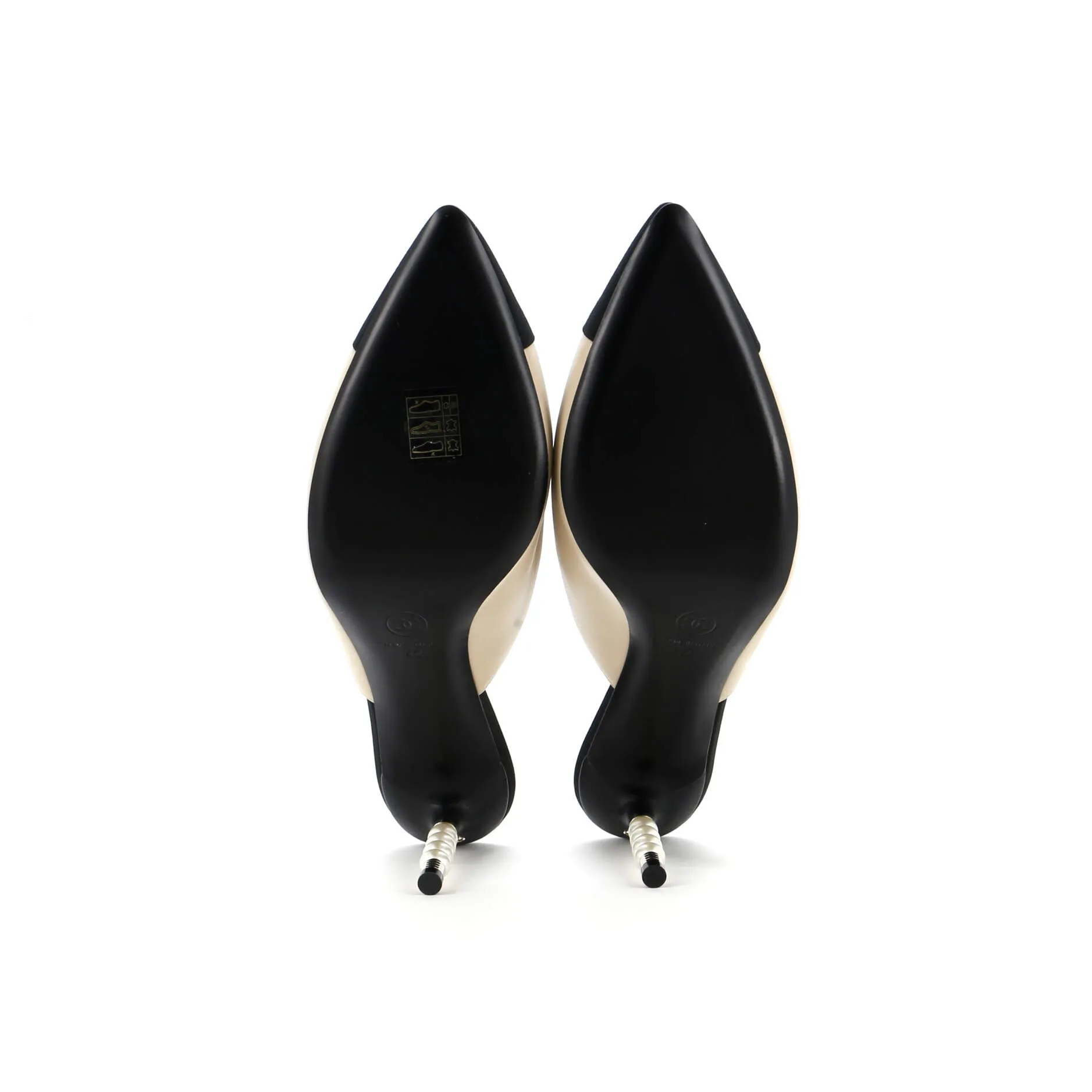 Women's Pointed Toe Heeled Mules Leather with Faux Pearls