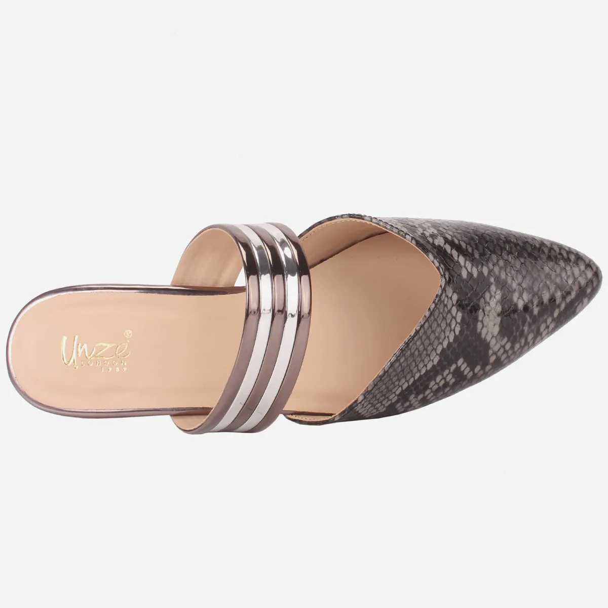 Womens "NISHA" Pointy Slide In Summer Flat Shoes