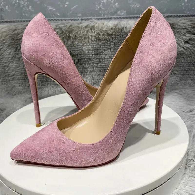 Women's suede high heels narrow pointed shoes