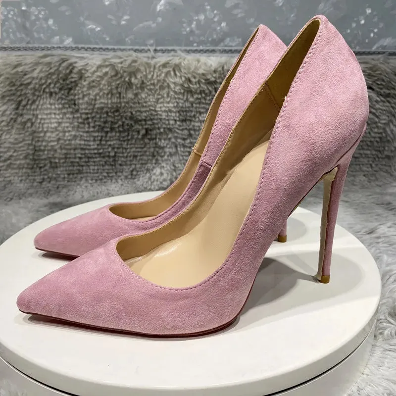 Women's suede high heels narrow pointed shoes