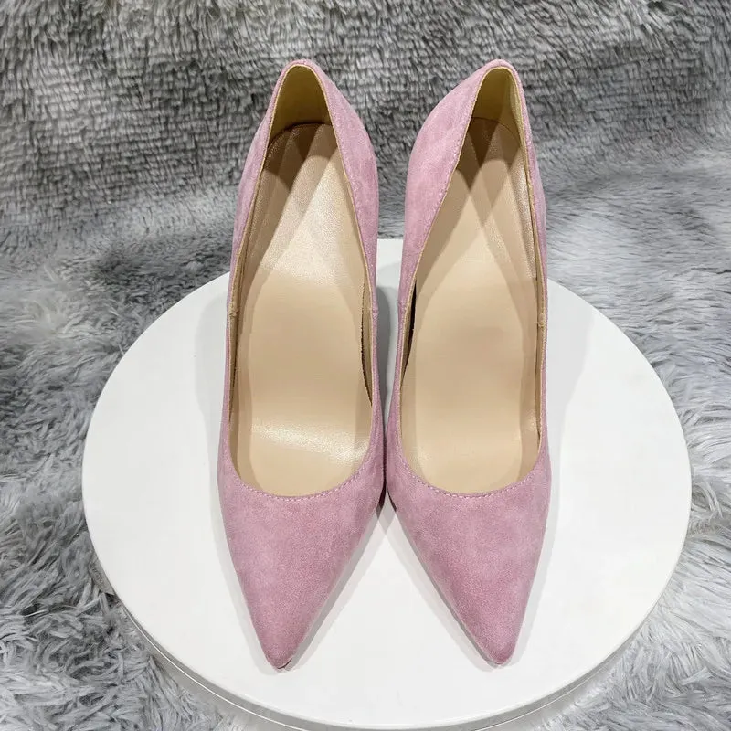 Women's suede high heels narrow pointed shoes